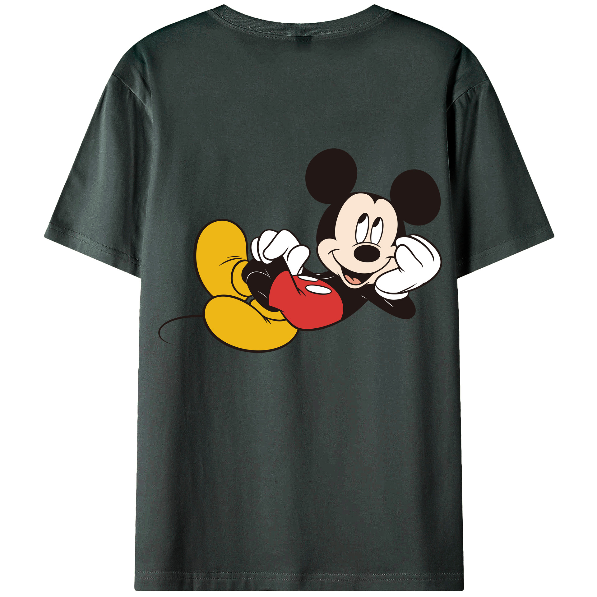 ミッキーマウス Mickey Mouse 綿100％ メンズ半袖Tシャツ（バックプリント） 通気性